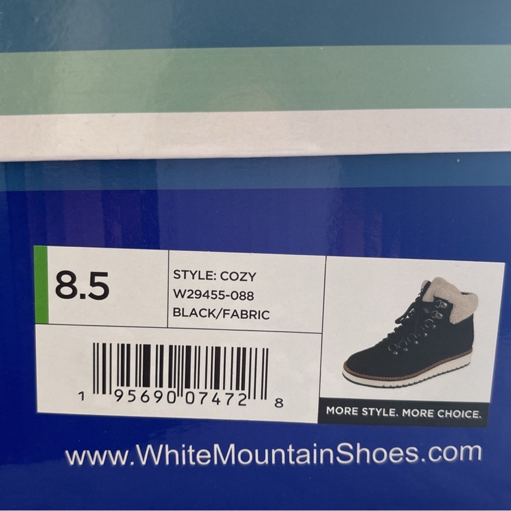 White Mountain Black Fabric Boots with Cream Accents - Picture 2 of 5